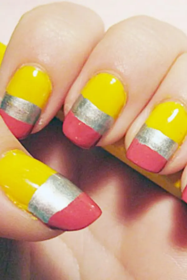 Pencil and Eraser Nails