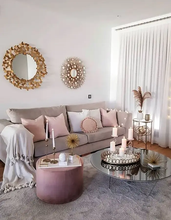 48 Glam Living Room Ideas with Timeless Style 12 Pink And Gold Glam Living Room