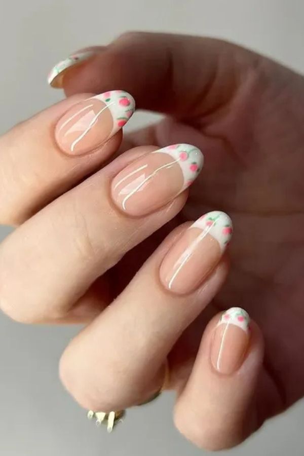 Pink Rose French Tips Accents
