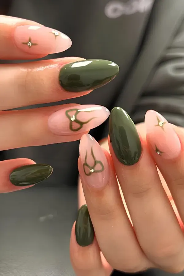 Playful Bow Olive Accents