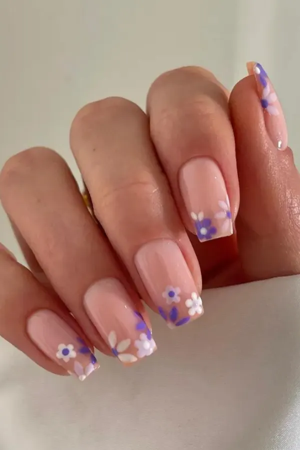 54 Elegant Flower Nail Designs Floral Mani Ideas To Copy This Season 19 Purple Petal Coffin Nails