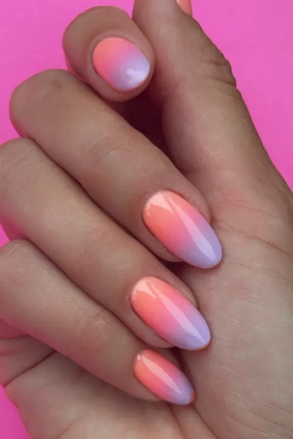32 Cute Sunset Nails Design Mani Styles That Feel Like Golden Hour 9 Rainbow Sherbet Summer Fingertips