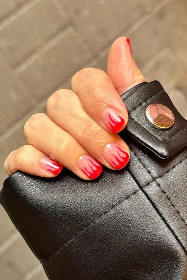 40 Classy Hot Red Nails Inspo Ideas That Never Go Out of Style 9 Red Flame Nail Art
