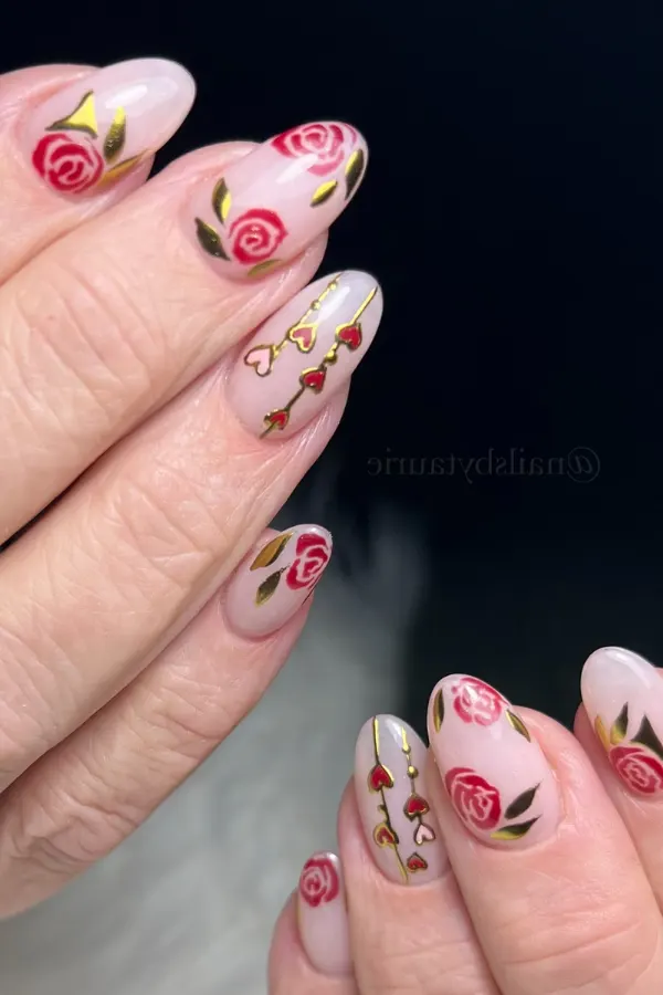 54 Elegant Flower Nail Designs Floral Mani Ideas To Copy This Season 16 Red Rose Nails Design