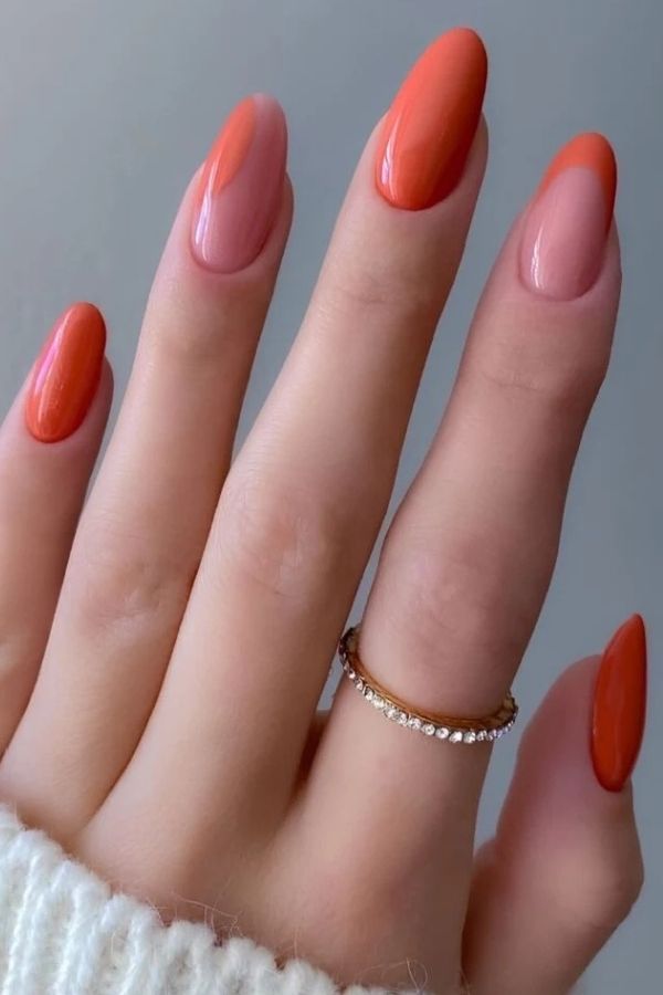 39 Gorgeous Coral Nail Designs Ideas for Short and Long Nails 2 Retro Vibe Coral Orange Nails