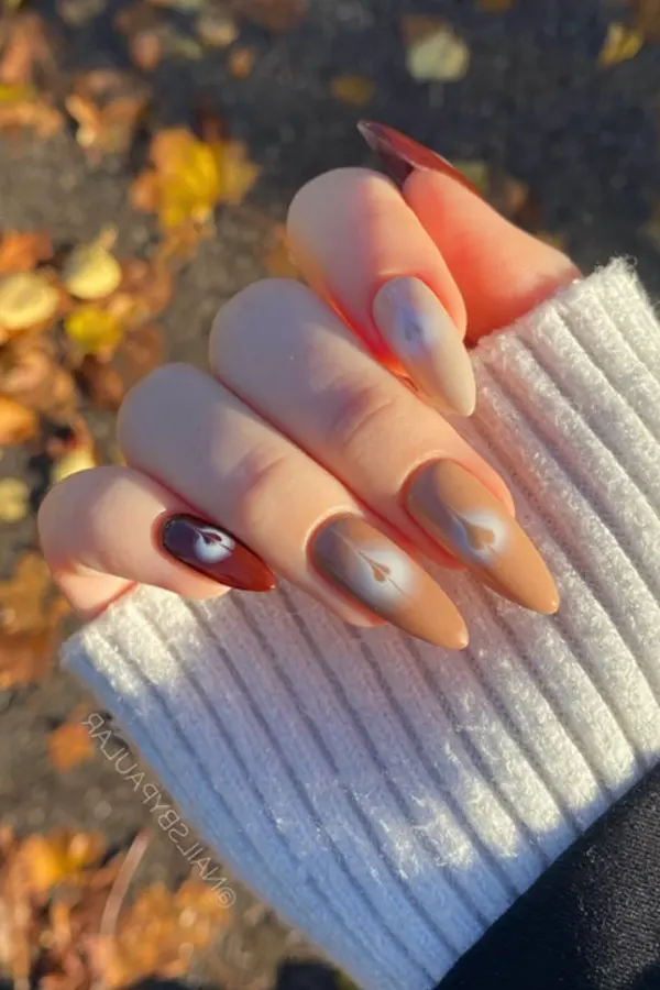 47 Cozy Cute Fall Nails Designs Autumn Mani Ideas You Must Try This Season 27 Romantic Heartbeat Nails Designs