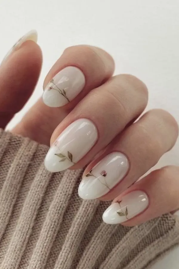 37. Glam Fall Wedding Nail Ideas For Guests & Bride That Look Great in Every Photo 26 Romantic Wedding Real Dried Floral Nails