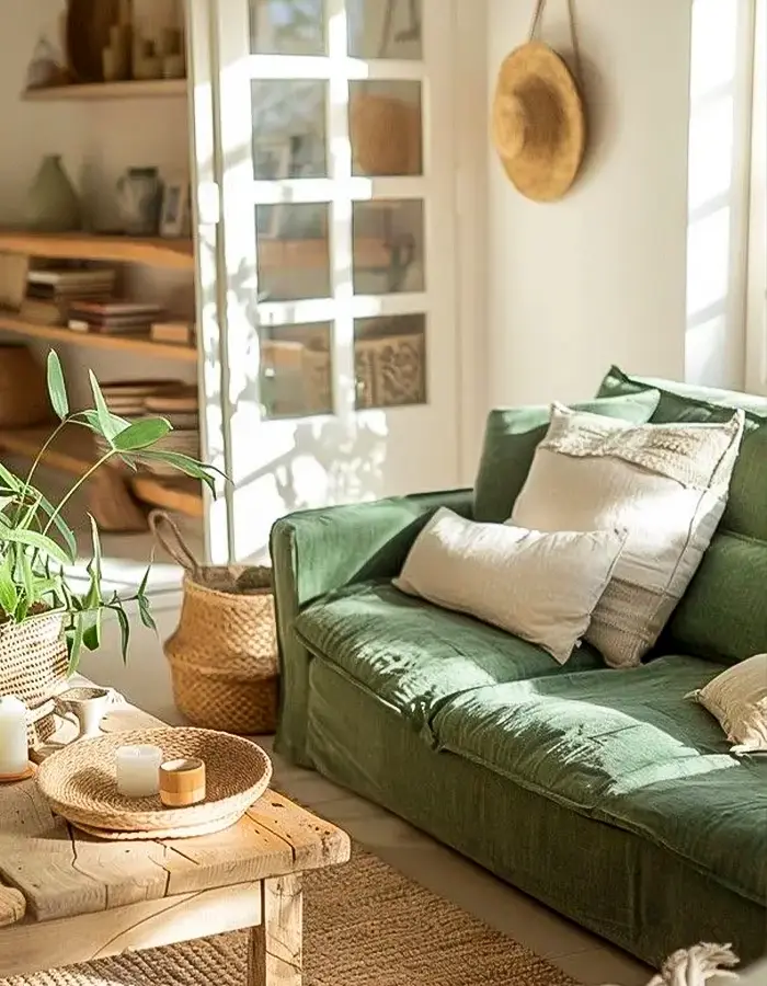 46 Green And Beige Living Room Ideas With Calm Style 43 Rustic Warmth with a Fresh Twist