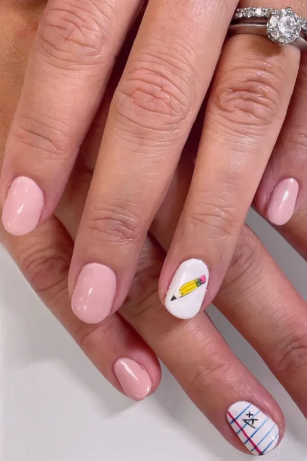 School Pencil Notebook Nail Art