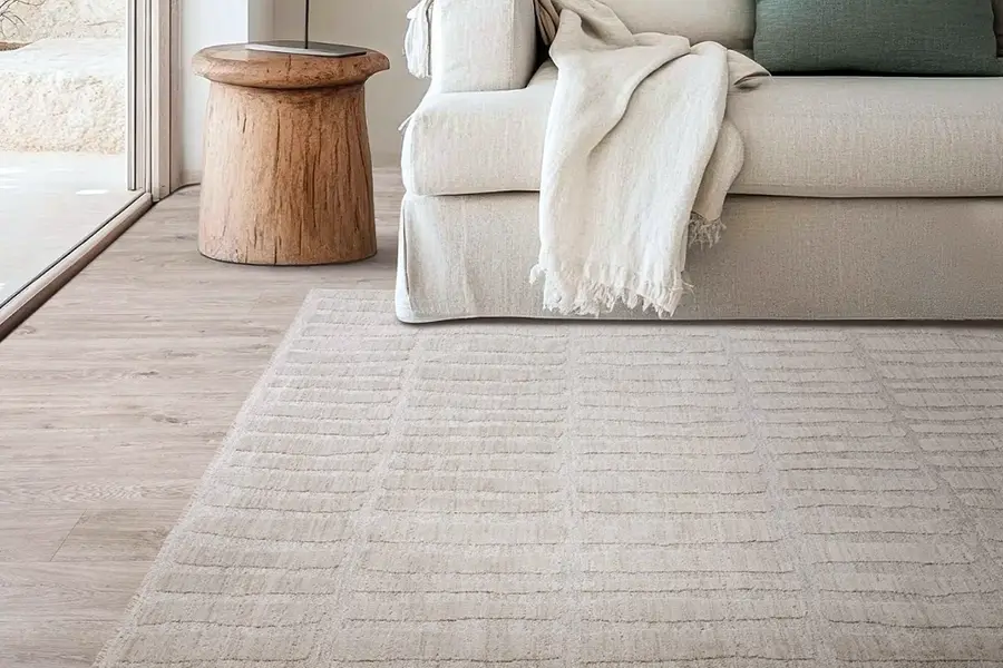 25 Rug Ideas for Living Rooms That Stand Out 23 Sculpted Rugs in Soft Neutrals