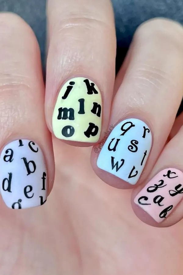 Short Alphabets Nails Idea