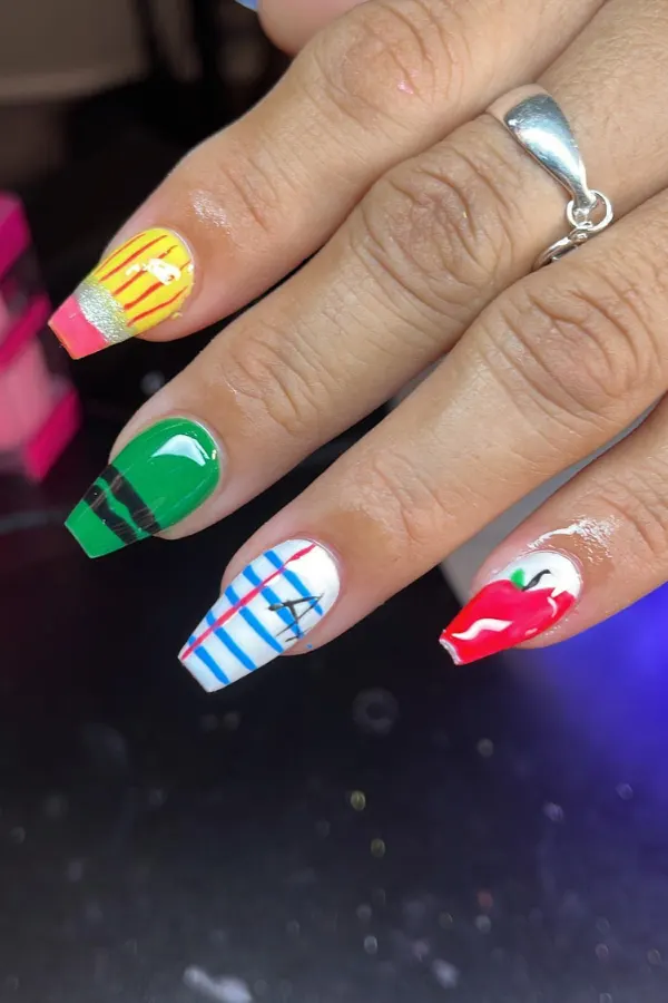 Short Coffin Nails for School Teacher