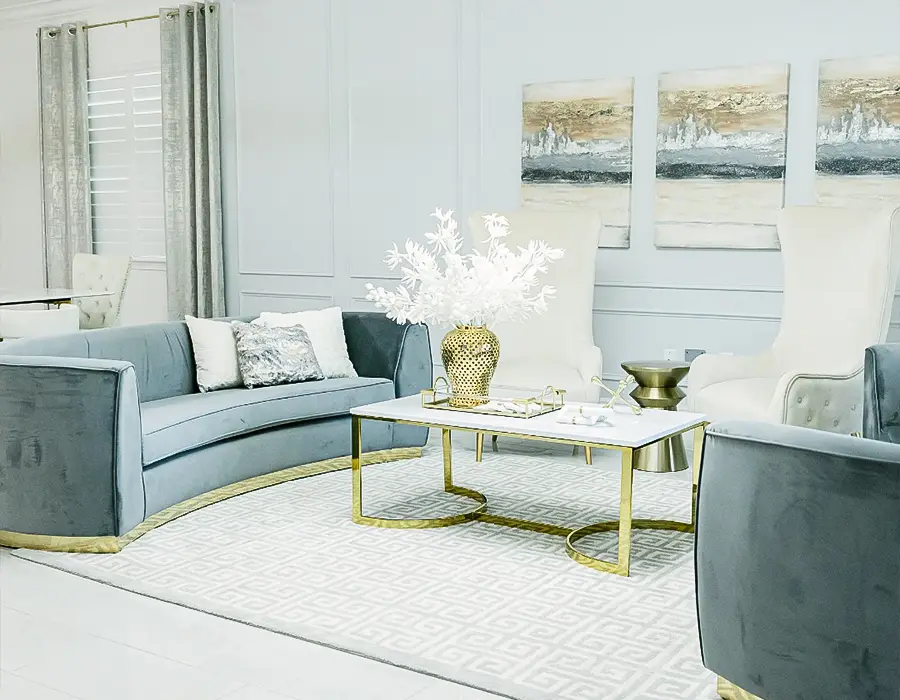 48 Glam Living Room Ideas with Timeless Style 40 Soft Blue And Gold Living Room