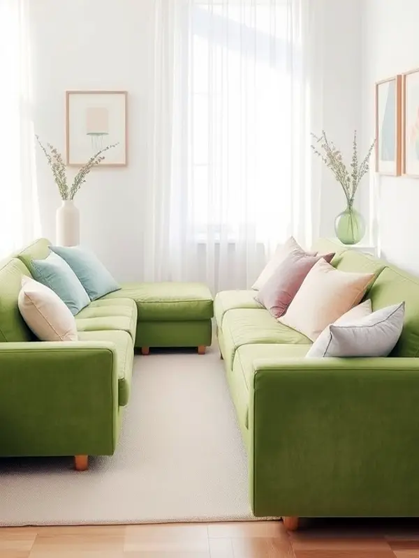 29 Green Couch Living Room Ideas with Bold Style 25 Soft Pastel Living Room Accents