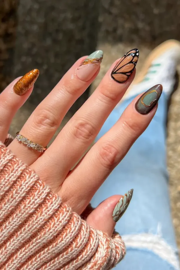47 Cozy Cute Fall Nails Designs Autumn Mani Ideas You Must Try This Season 11 Soft Sage Subtle Fall Style Mani