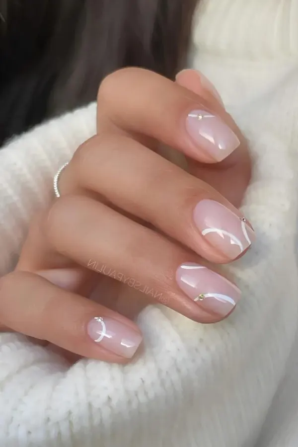 37 Must-Try Clean Girl Nails Ideas for a Fresh and Effortlessly Simple Look 4 Soft White Swirl Nails