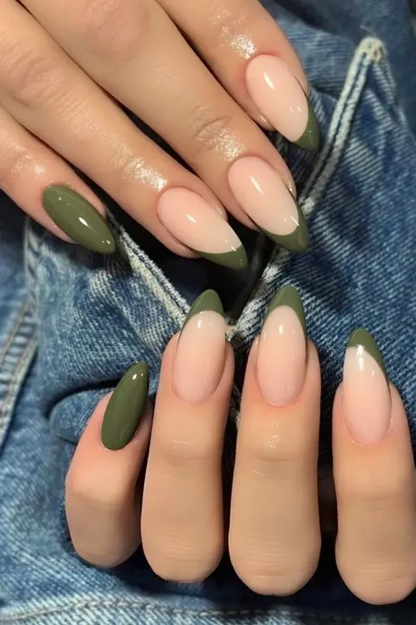 Solid Mixed Olive French Tips