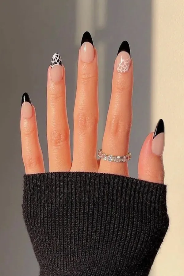 Spooky Spiderweb Nail Art
