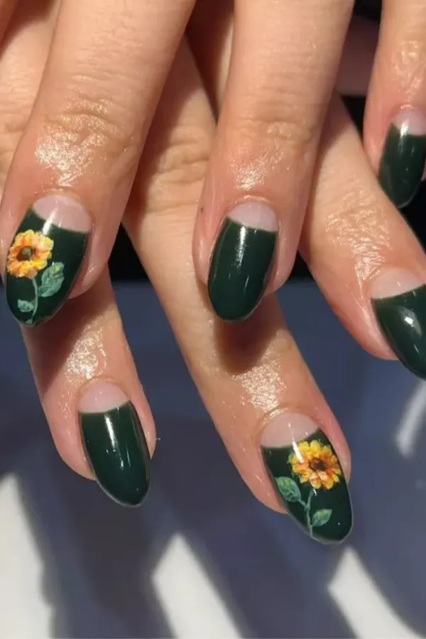 41 Bright and Cheerful Sunflower Nail Designs Ideas You’ll Love to Copy 21 Sunflower French Tips
