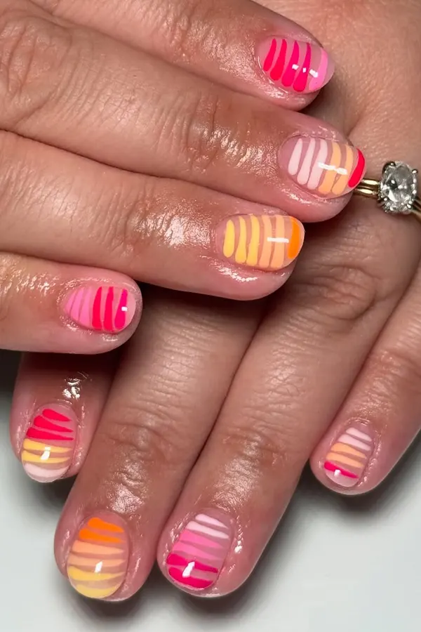 32 Cute Sunset Nails Design Mani Styles That Feel Like Golden Hour 8 Sunset Line Nails Art