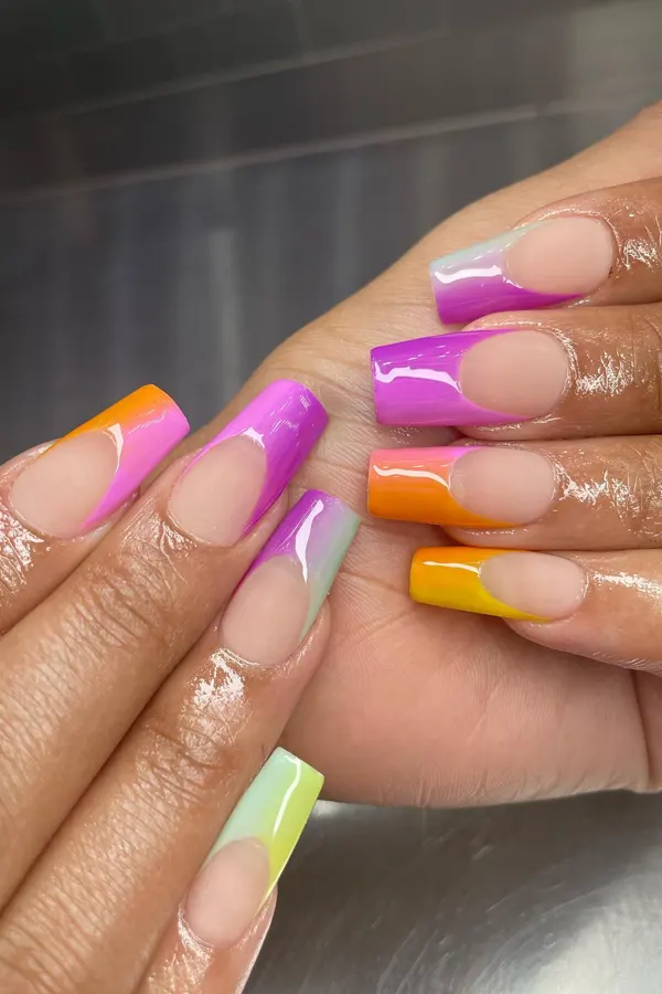 32 Cute Sunset Nails Design Mani Styles That Feel Like Golden Hour 6 Sunset Ombré French Manicure