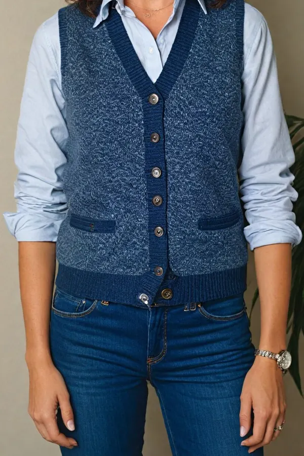 29 Classy Fall Outfits For Women Over 40 & 50 That Prove Age Has No Fashion Limits 11 Sweater Vest and Button-Down Combo for a Polished Fall Look