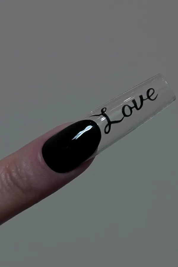 44 Simple Clear Nail Designs For Fresh, Clean, and Modern Mani Look 29 Sweet Love Message Nails
