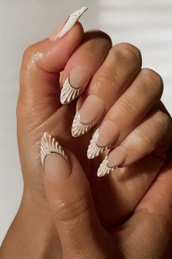 37. Glam Fall Wedding Nail Ideas For Guests & Bride That Look Great in Every Photo 12 Textured French Tips for a Modern Nail Update