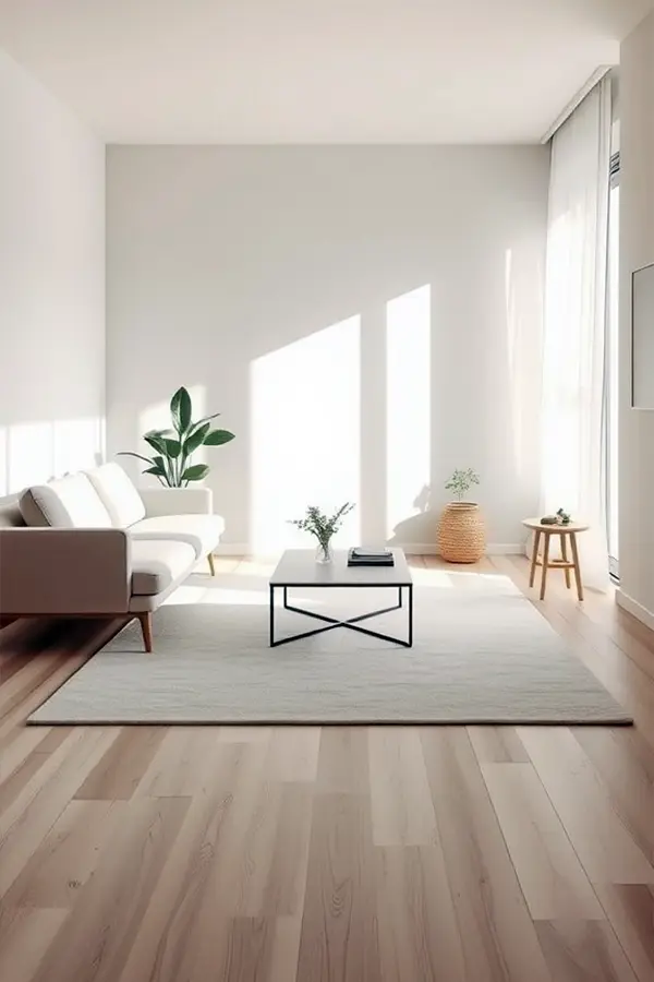 28 Minimalist Living Room Ideas That Feel Bigger 8 Use Low-Key Minimalist Rugs