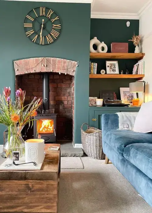 46 Calm Blue And Green Living Room Ideas 31 Warm Nook with Soft Hues