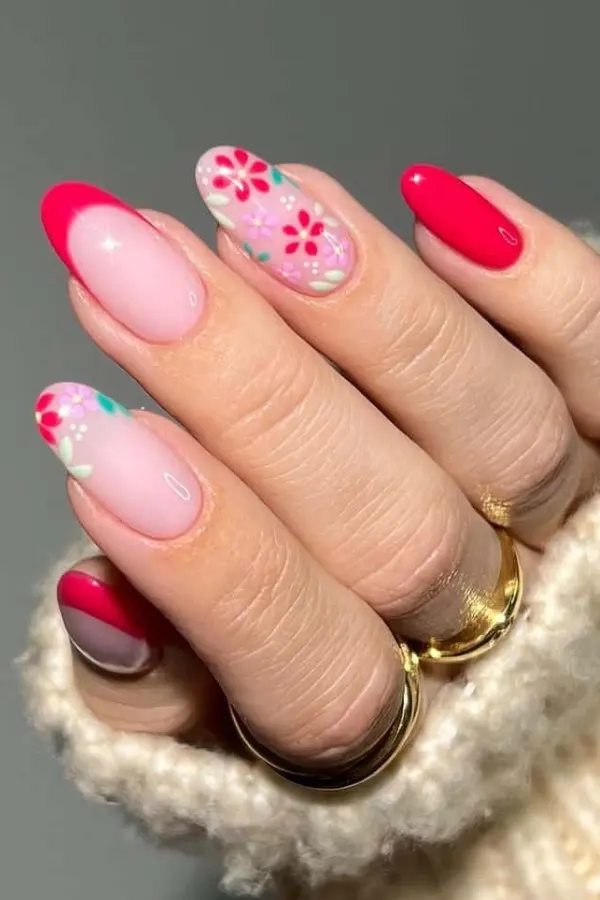 54 Elegant Flower Nail Designs Floral Mani Ideas To Copy This Season 39 Watermelon Blossom Nails
