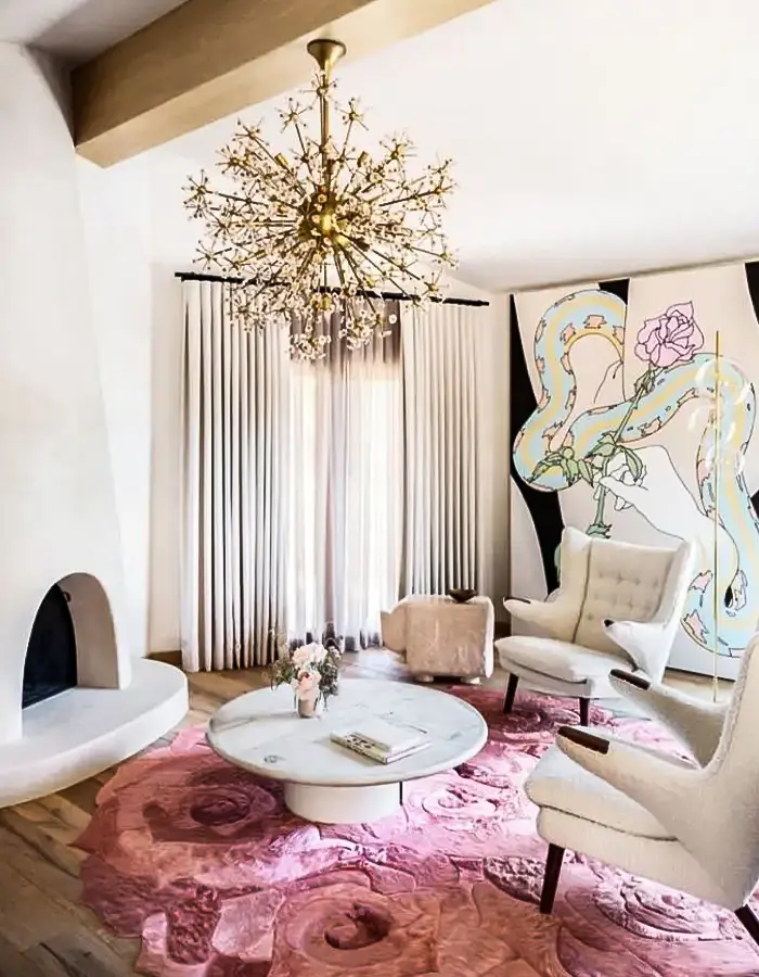 48 Glam Living Room Ideas with Timeless Style 34 Whimsical Living Room With Bold Art