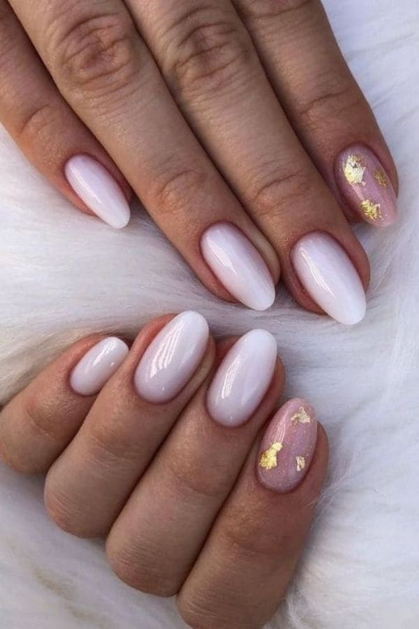 White Gold Foil Nails