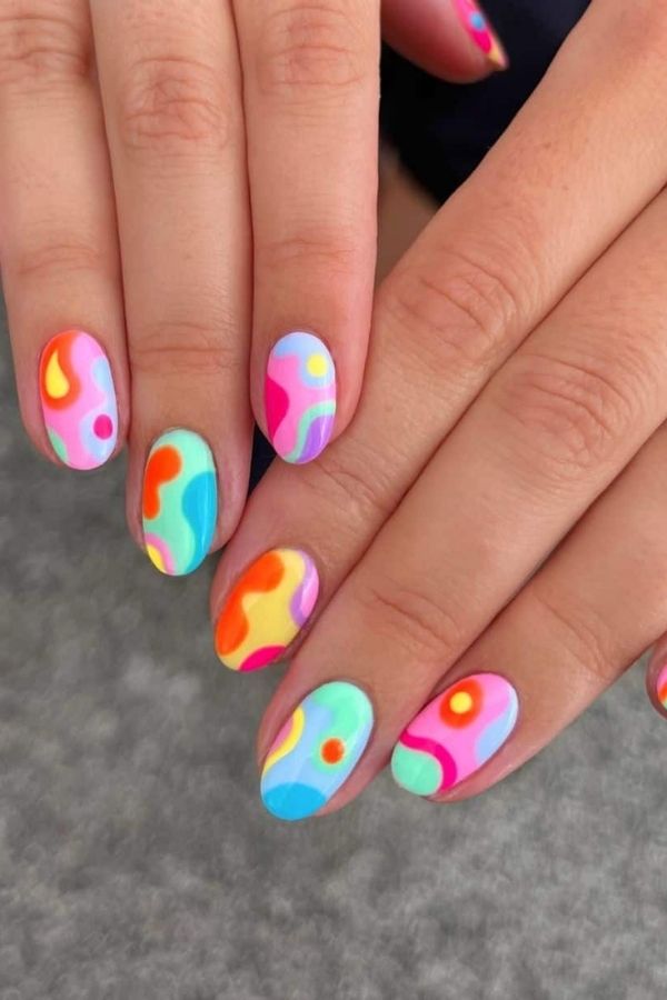 Abstract Cute July Nails