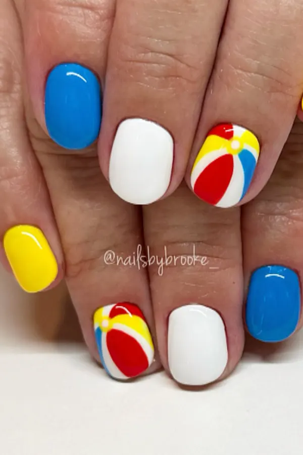 Beach Ball Inspired Nails
