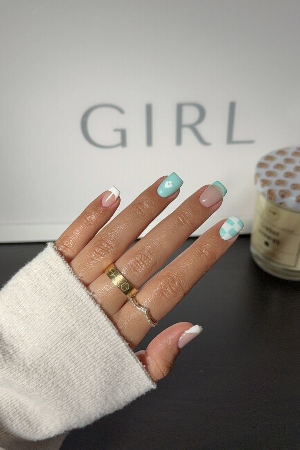 Checkered Nail Art for Summer
