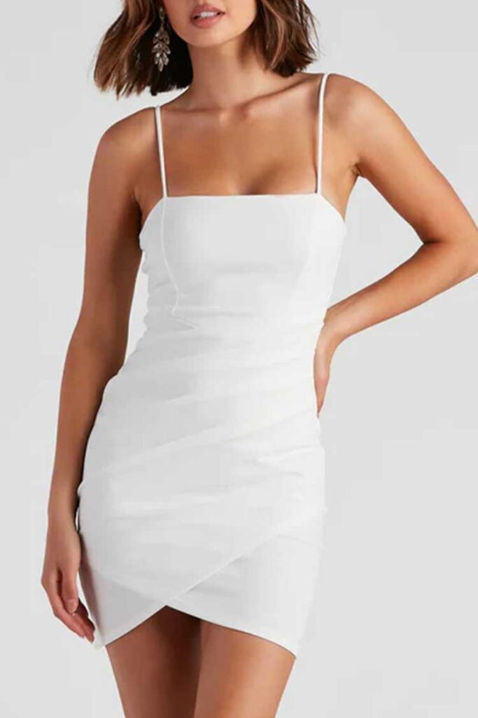 50 Stunning College Graduation Dresses to Make You Stand Out 9 Crepe Chic Wrap Mini Dress