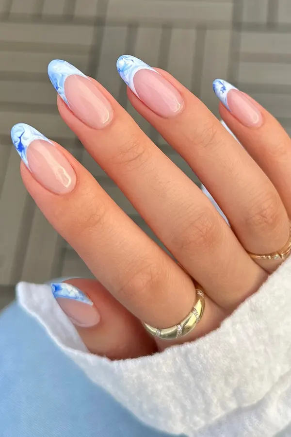 Elegant Ocean Swirls Nails