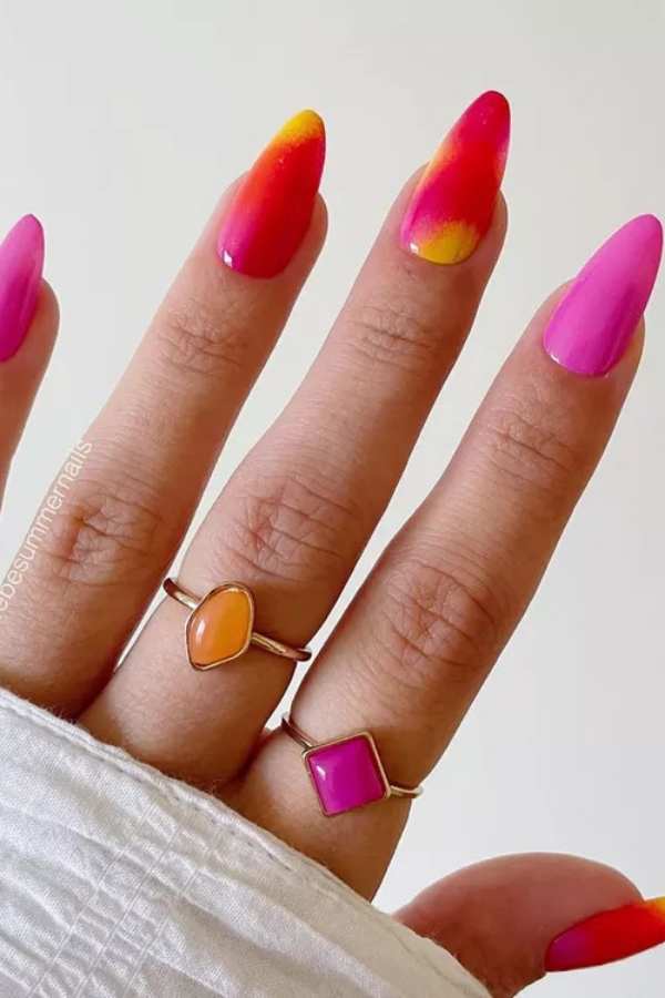 Fierce Heat Wave Pink Nails For July