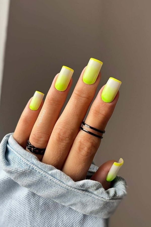 French Ombre Sunny Yellow Nails For July
