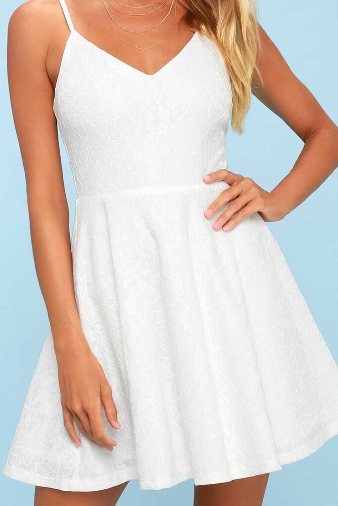 50 Stunning College Graduation Dresses to Make You Stand Out 2 Lace Grace White Skater Dress
