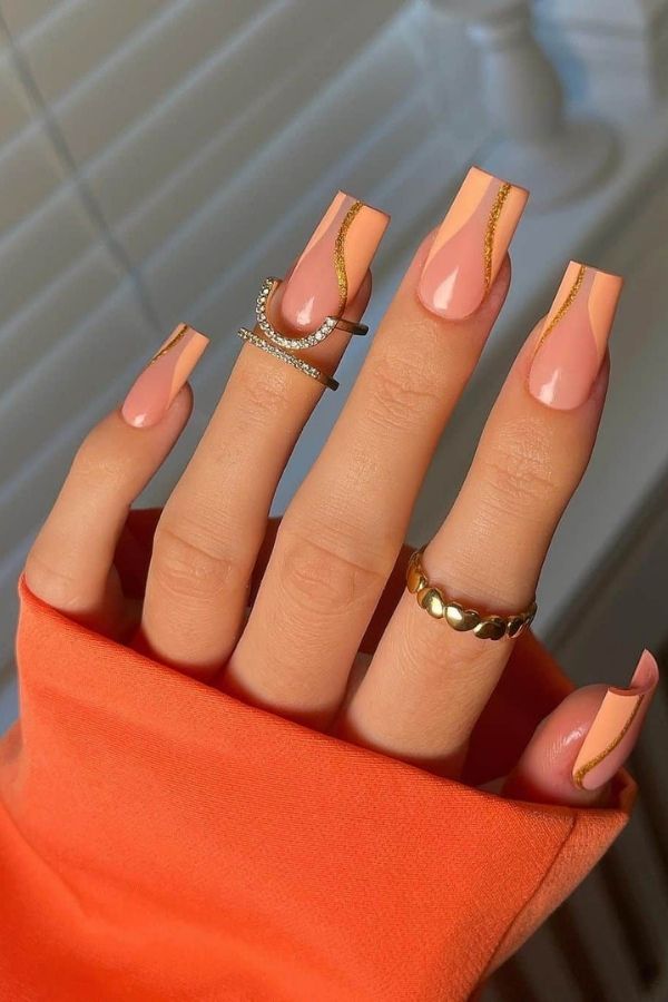 Soft Peach Swirls Prettiest Summer Nails For July