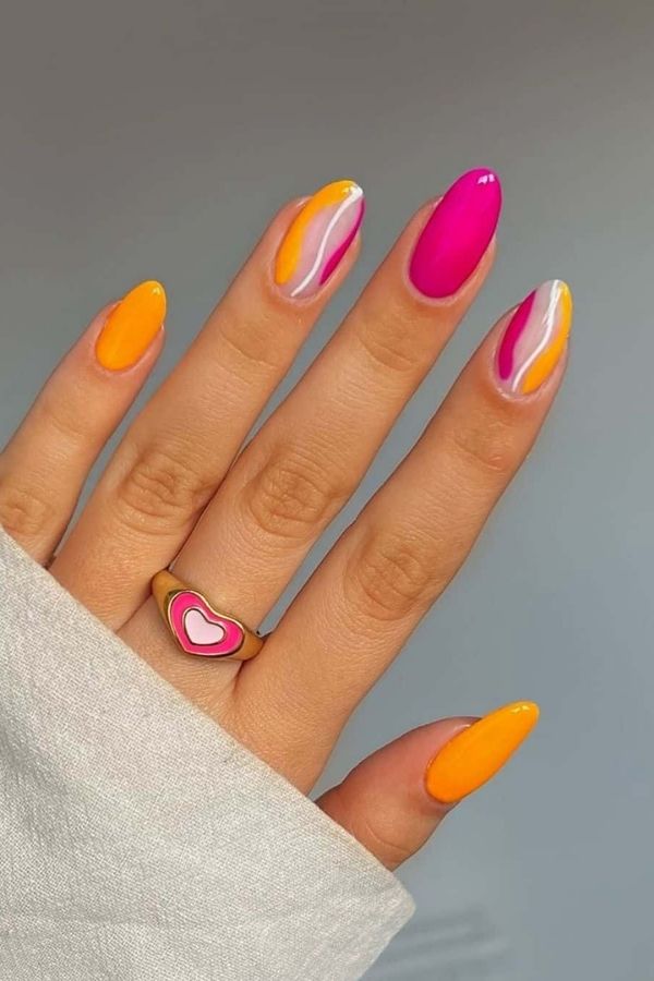 Sunset Summer Vacation Time Nails For July