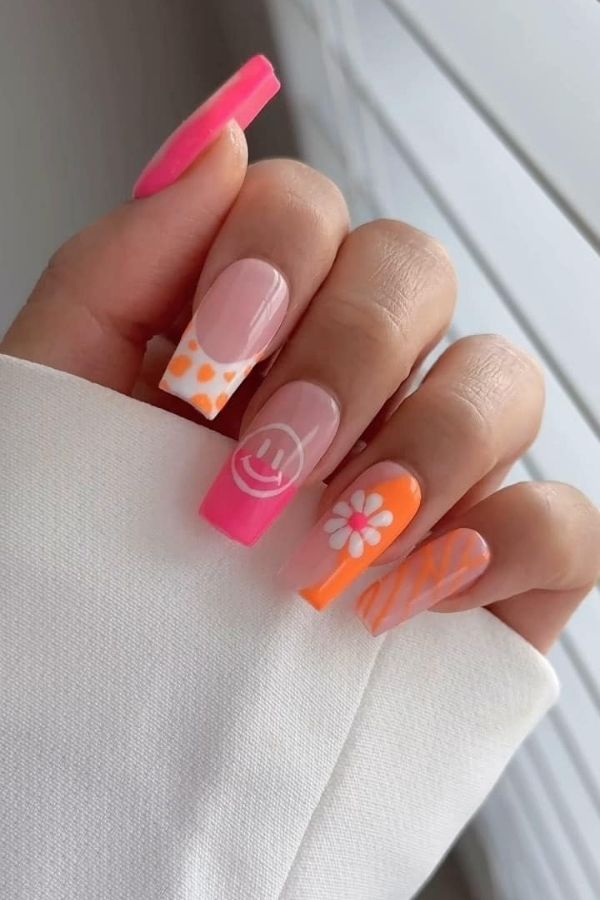 Swirly Mix Match Manicure Ideas For July