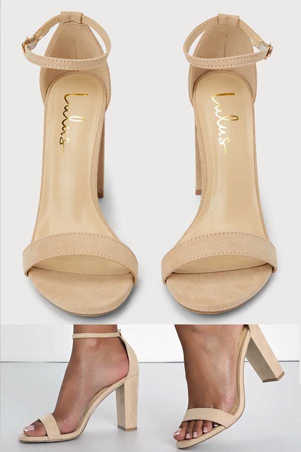 50 Stunning College Graduation Dresses to Make You Stand Out 19 Taylor Suede Strap Heels
