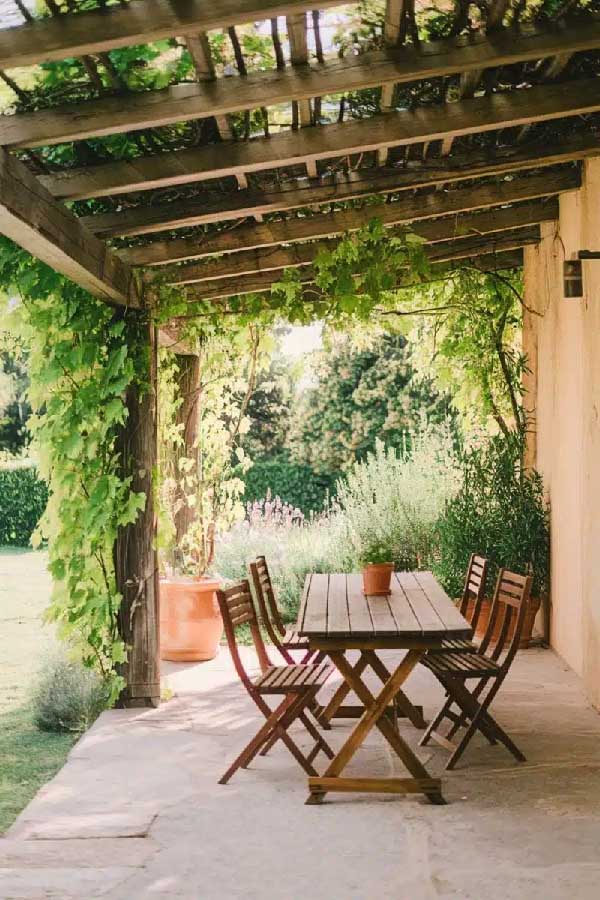Vine-Covered Pergola Seating