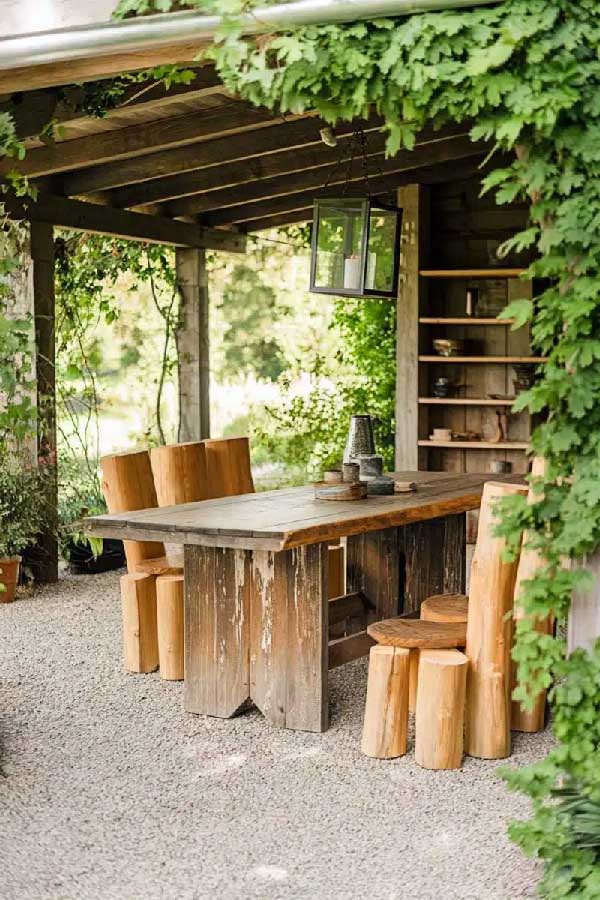Wood-Layered Dining Spot