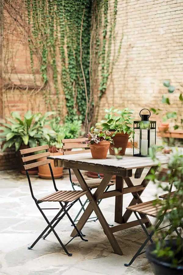 Wooden Table Patio Moment