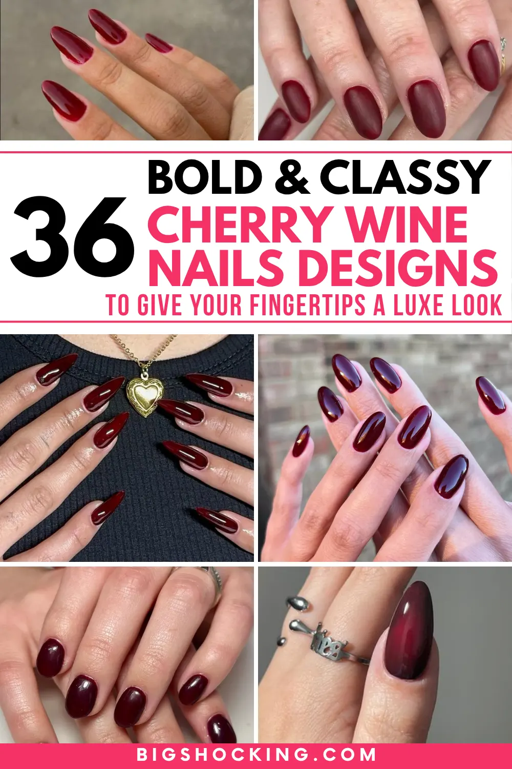 36 Glossy Cherry Wine Nails Designs To Give Your Fingertips a Rich Luxe Look copy