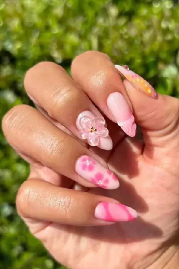 3D Floral Summer Nails